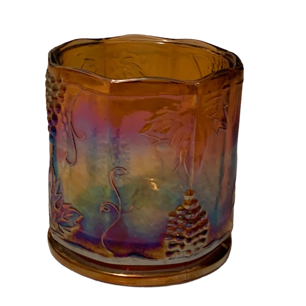 Vintage Amber Carnival Glass Wine Holder